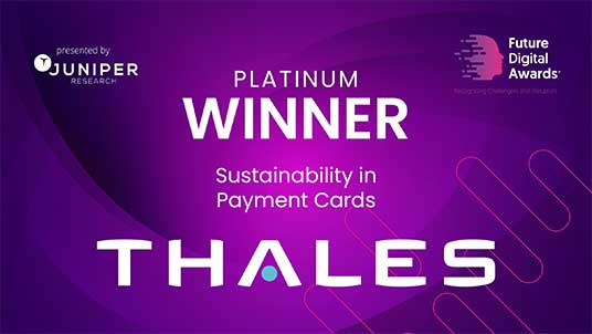 Thales receives the 2023 Juniper Research Platinum Award for Sustainability in Payment cards<