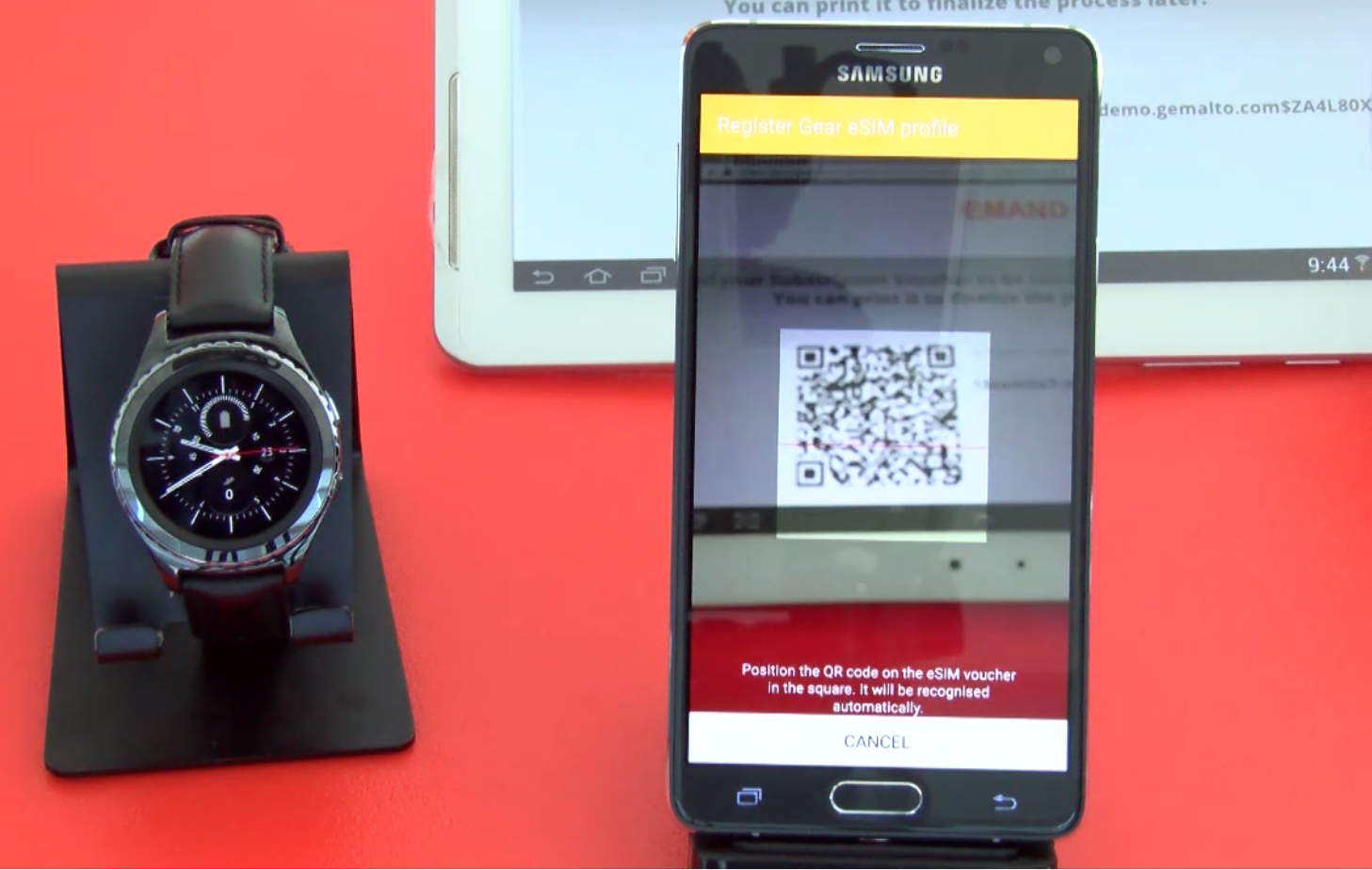 esim activation on Smartwatch Samsung Gear S2 via qr code