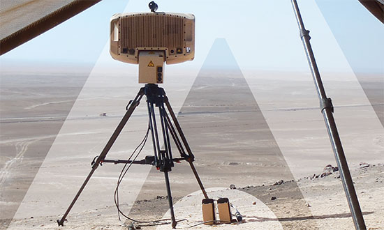 Portable ground observation radar set up in the desert