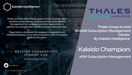 Thales award: # 1 Champion Vendor for eSIM Management by Kaleido Intelligence